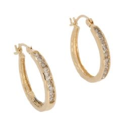 Vintage Gold Diamond Hoop Earrings