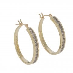 Vintage Gold Diamond Hoop Earrings
