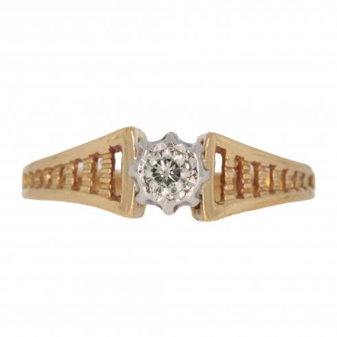 Vintage Gold Diamond Solitaire Ring
