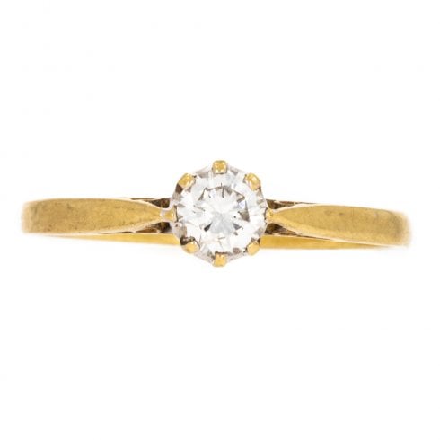 Vintage Gold Diamond Solitaire Ring