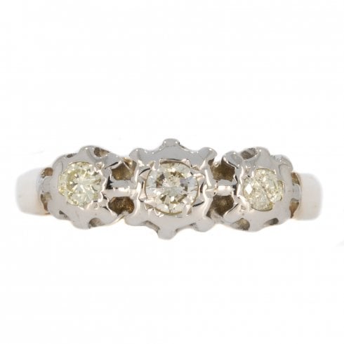 Vintage Gold Diamond Three Stone Ring
