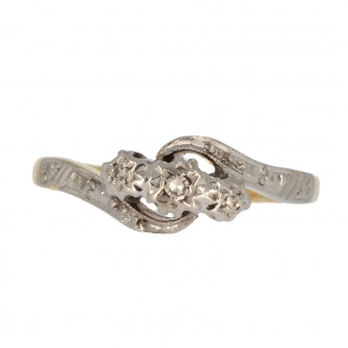 Vintage Gold Diamond Three Stone Ring