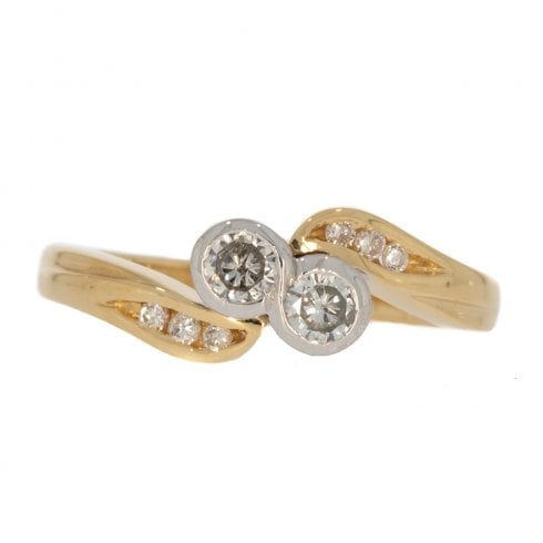 Vintage Gold Diamond Two Stone Ring