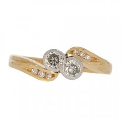 Vintage Gold Diamond Two Stone Ring