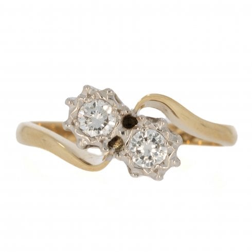 Vintage Gold Diamond Two-Stone Ring