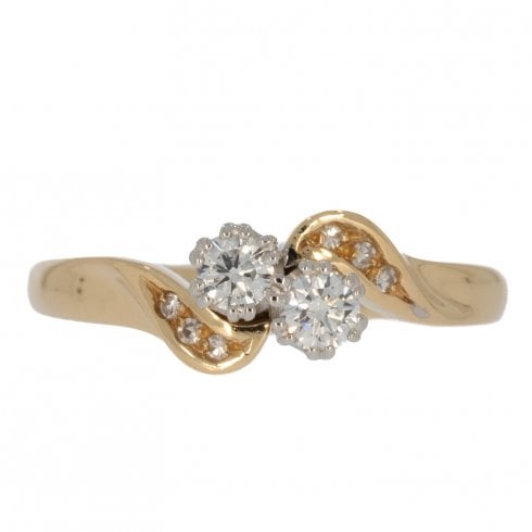 Vintage Gold Diamond Two Stone Ring