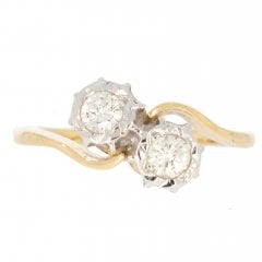 Vintage Gold Diamond Two-Stone Twist Ring
