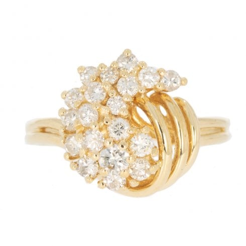 Vintage Gold Diamond Wave Cluster Ring