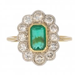 Vintage Gold Emerald & Diamond Cluster Ring
