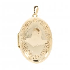 Vintage Gold Engraved Oval Locket
