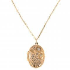 Vintage Gold Floral Oval Locket