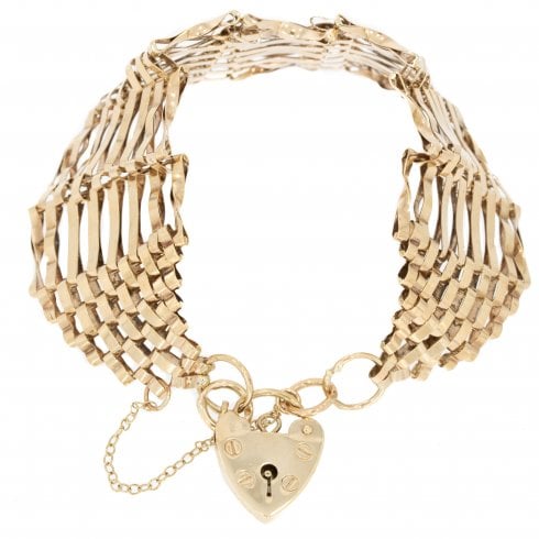 Vintage Gold Gate Bracelet & Heart Padlock
