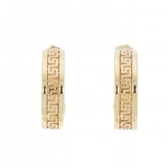 Vintage Gold Half Hoop Greek Key Earrings