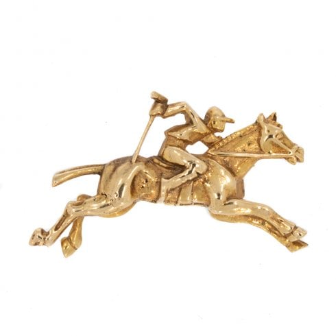 Vintage Gold Horse & Jockey Brooch