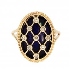 Vintage Gold Lapis Lazuli & Diamond Dress Ring
