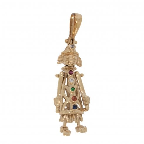 Vintage Gold Multi-Gemstone Clown Pendant