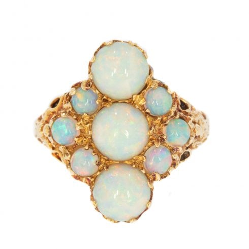 Vintage Gold Opal Cluster Ring