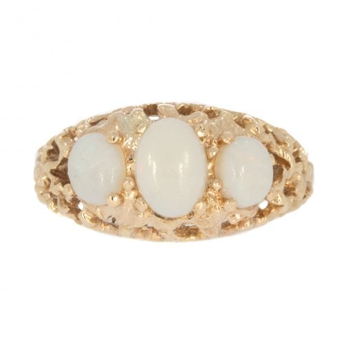Vintage Gold Opal Three Stone Ring