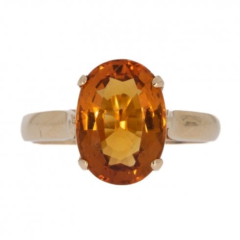 Vintage Gold Oval Tangerine Quartz Ring