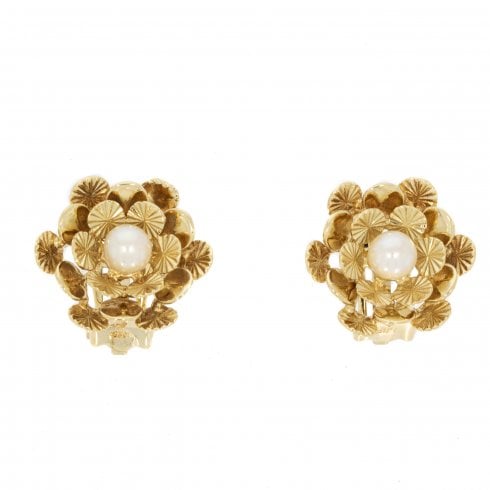 Vintage Gold Pearl Clip-On Earrings