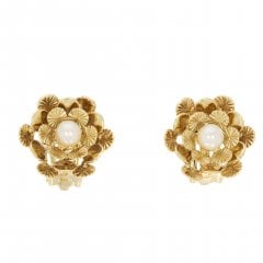 Vintage Gold Pearl Clip-On Earrings