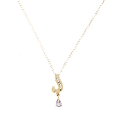 Vintage Gold Pink Sapphire & Cubic Zirconia Pendant