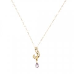 Vintage Gold Pink Sapphire & Cubic Zirconia Pendant