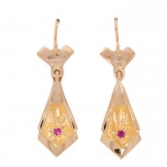 Vintage Gold Pink Topaz Drop Earrings