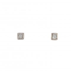 Vintage Gold Princess Cut Diamond Stud Earrings