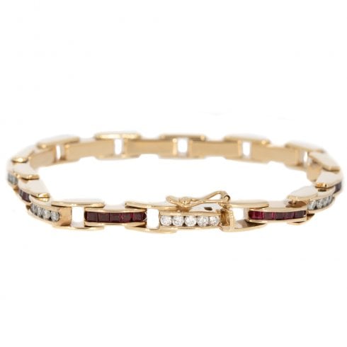 Vintage Gold Ruby & Diamond Bracelet