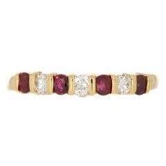 Vintage Gold Ruby & Diamond Half Hoop Ring