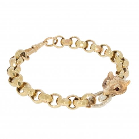 Vintage Gold Ruby Fox Head Bracelet