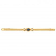Vintage Gold Sapphire & Diamond Bar Brooch