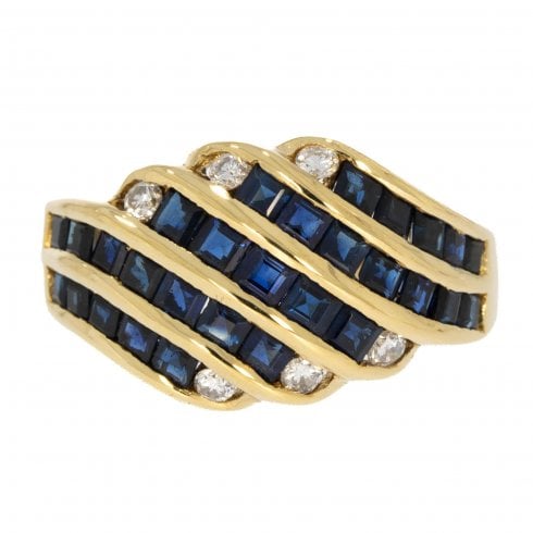 Vintage Gold Sapphire & Diamond Dress Ring