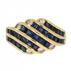 Vintage Gold Sapphire & Diamond Dress Ring