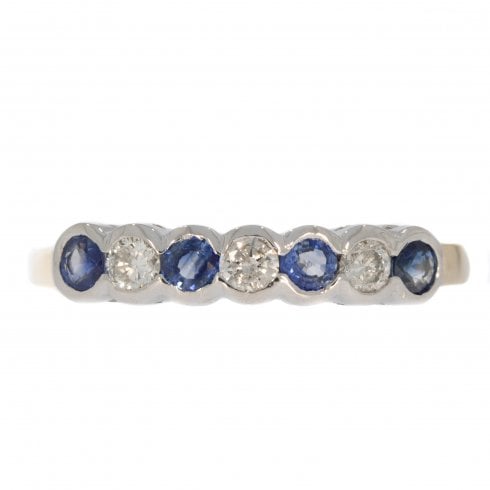 Vintage Gold Sapphire & Diamond Half Eternity Ring