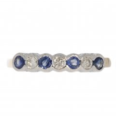 Vintage Gold Sapphire & Diamond Half Eternity Ring