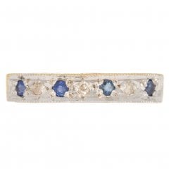 Vintage Gold Sapphire & Diamond Half Hoop Ring