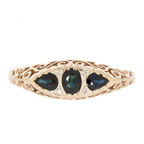 Vintage Gold Sapphire & Diamond Ring