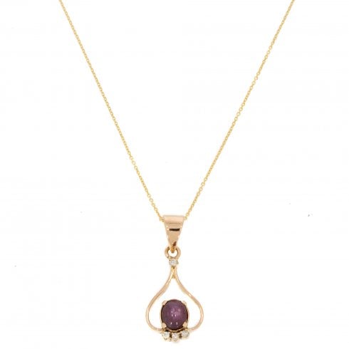 Vintage Gold Star Ruby & Diamond Pendant