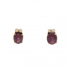 Vintage Gold Star Ruby & Diamond Stud Earrings