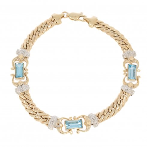 Vintage Gold Topaz & Diamond Bracelet