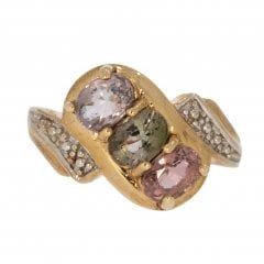 Vintage Gold Tourmaline Three Stone Ring