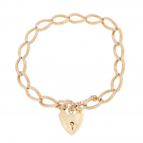 Vintage Heart Padlock Curb Bracelet