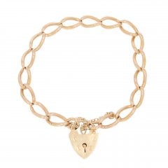 Vintage Heart Padlock Curb Bracelet