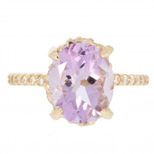 Vintage Morganite & Diamond Gold Ring