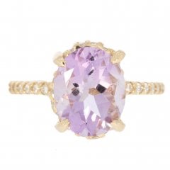 Vintage Morganite & Diamond Gold Ring