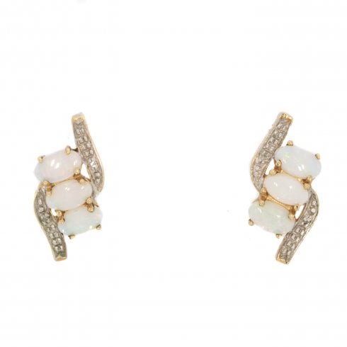 Vintage Opal & Diamond Stud Earring