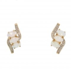 Vintage Opal & Diamond Stud Earring