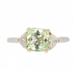 Vintage Platinum and Gold Tourmaline & Diamond Three-Stone Ring